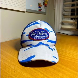 Von Dutch Trucker Mesh Snapback Design Hat And Cap Adjustable Size - Blue